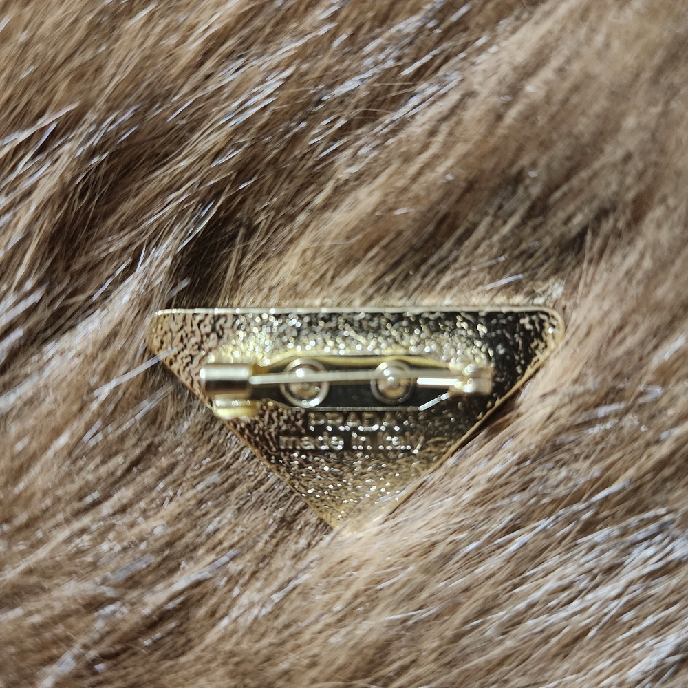 Prada Triangular Gold Rhinstone Brooch - Picture 3 of 4